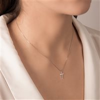 Pendentif Mirco Visconti Femme Girocollo croce in Or blanc Diamante 0.12 Ct AZ204/50 - AZ204/50